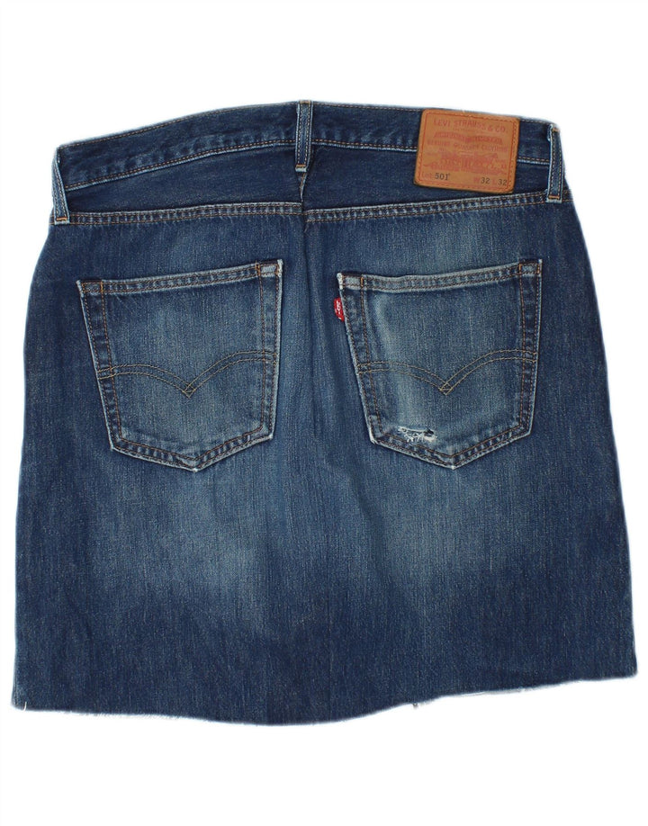 Fusta de blugi 501 pentru femei LEVI'S W32, bumbac albastru mare