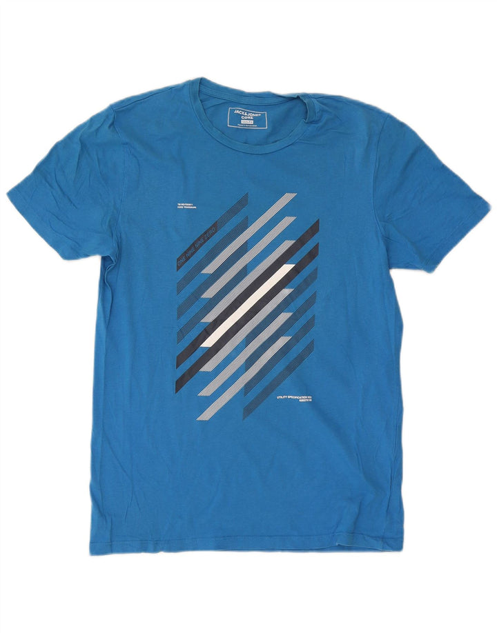 Tricou grafic Jack & Jones Slim Fit pentru bărbați Top mare din bumbac albastru