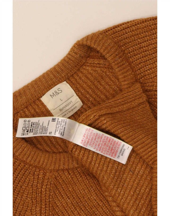 Pulover pentru bărbați Marks & Spencer, cu gât crew, poliamidă mare, maro