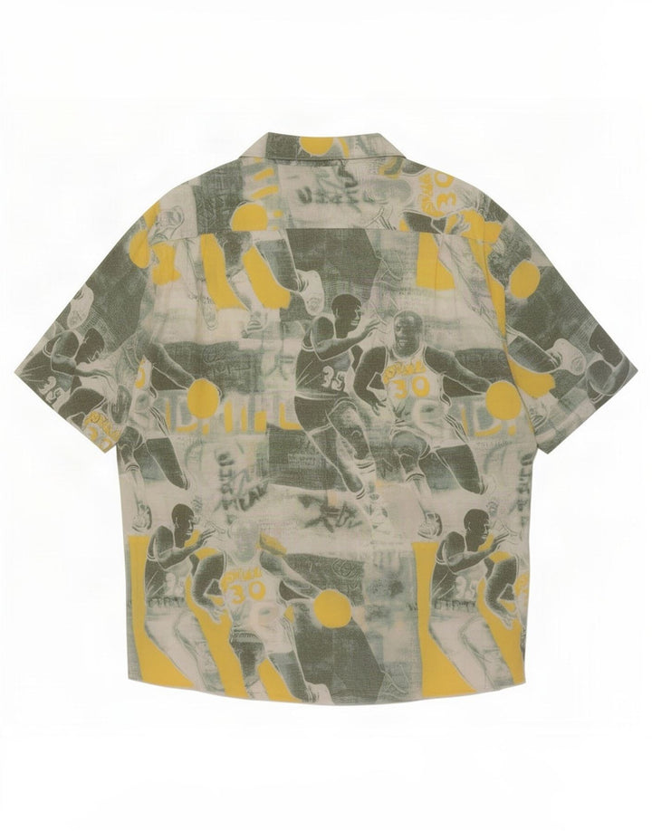 Cămașă cu mânecă scurtă pentru bărbați vintage cu model abstract, XL, multicoloră