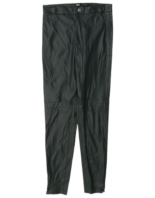 Pantaloni skinny din piele artificială pentru femei Zara Mici L26 L27 Poliester verde