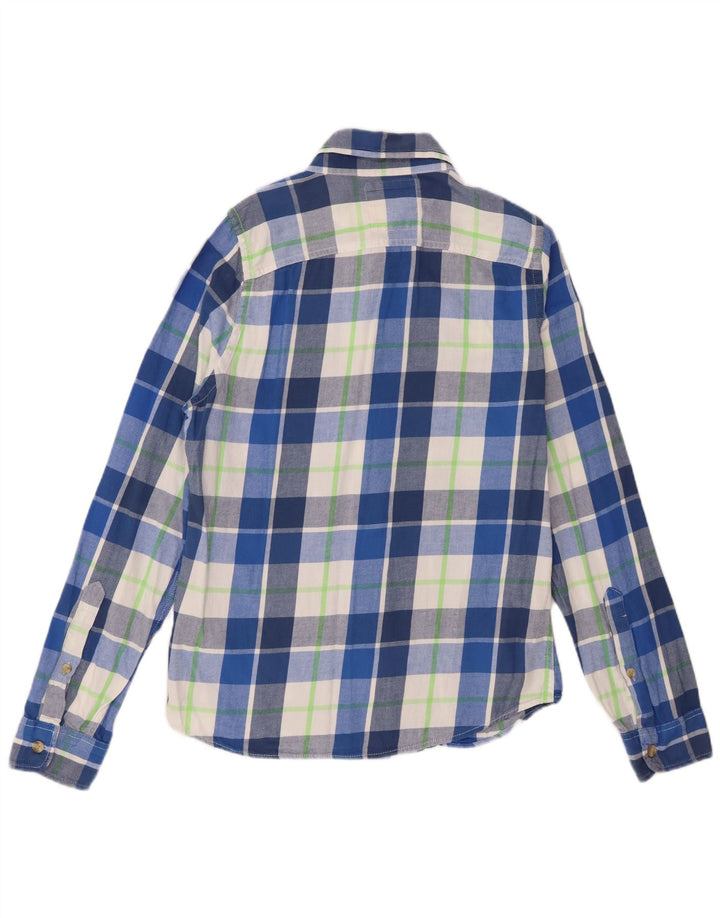 Cămașă Hollister pentru bărbați din flanel, bumbac cu carouri albastru mediu