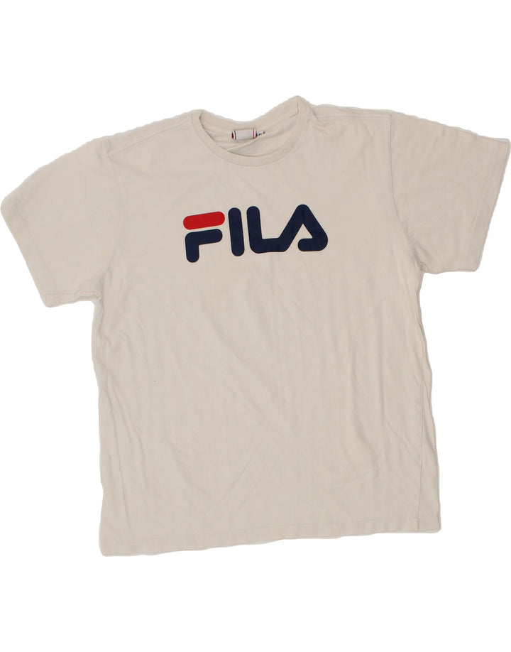 FILA Womens Graphic T-Shirt Top UK 14 Medium White Vintage Fila and Second-Hand Fila from Messina Hembry 