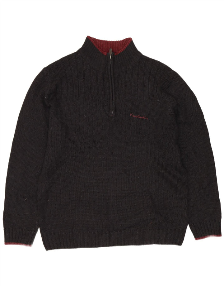 PIERRE CARDIN Pulover pentru femei cu fermoar și gât UK 20 2XL Negru Acrilic