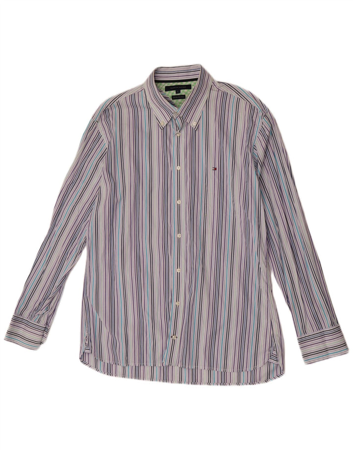 Cămașă pentru bărbați Tommy Hilfiger, bumbac cu dungi mari, albastre