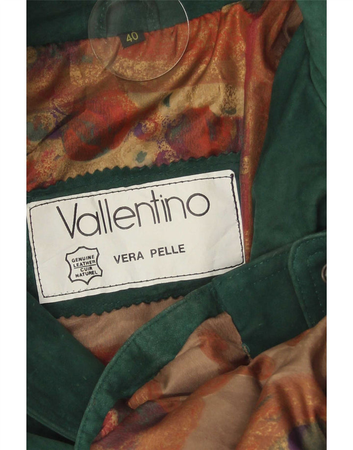 Jachetă Parka supradimensionată din piele intoarsa vintage pentru femei IT 40 Mic din piele verde