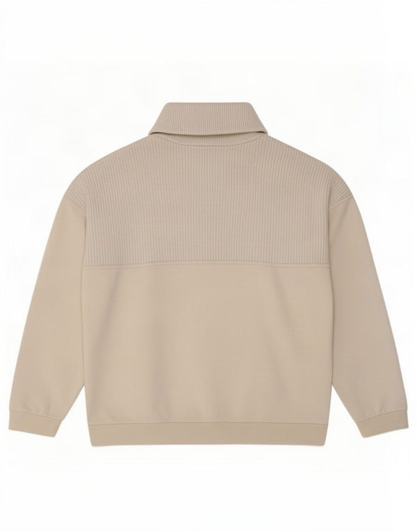 Pulover pentru femei Zara, cu fermoar, cu gât, UK 16, mare, alb, bumbac