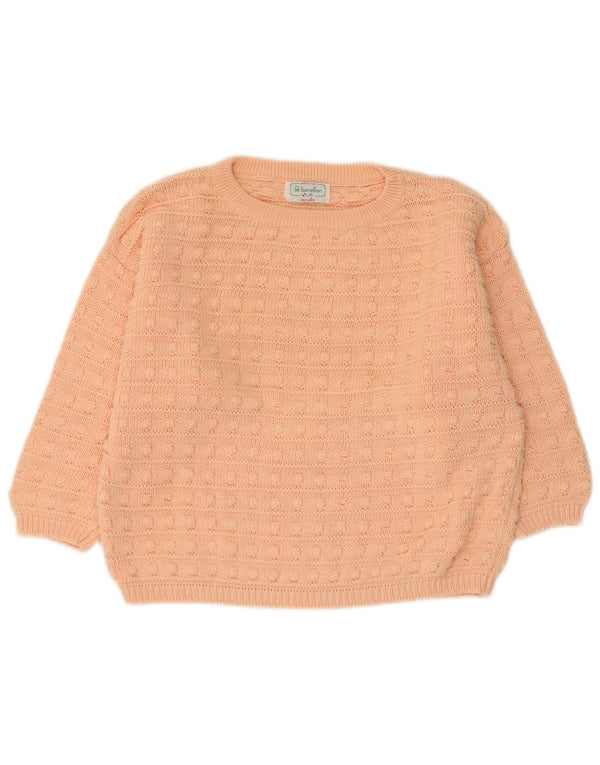 Pulover pentru femei Benetton, cu mâneci 3/4, cu gât de barcă, UK 14, Roz mediu