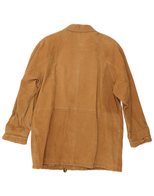 Pardesiu supradimensionat din piele intoarsa pentru femei vintage UK 16, mare, bej