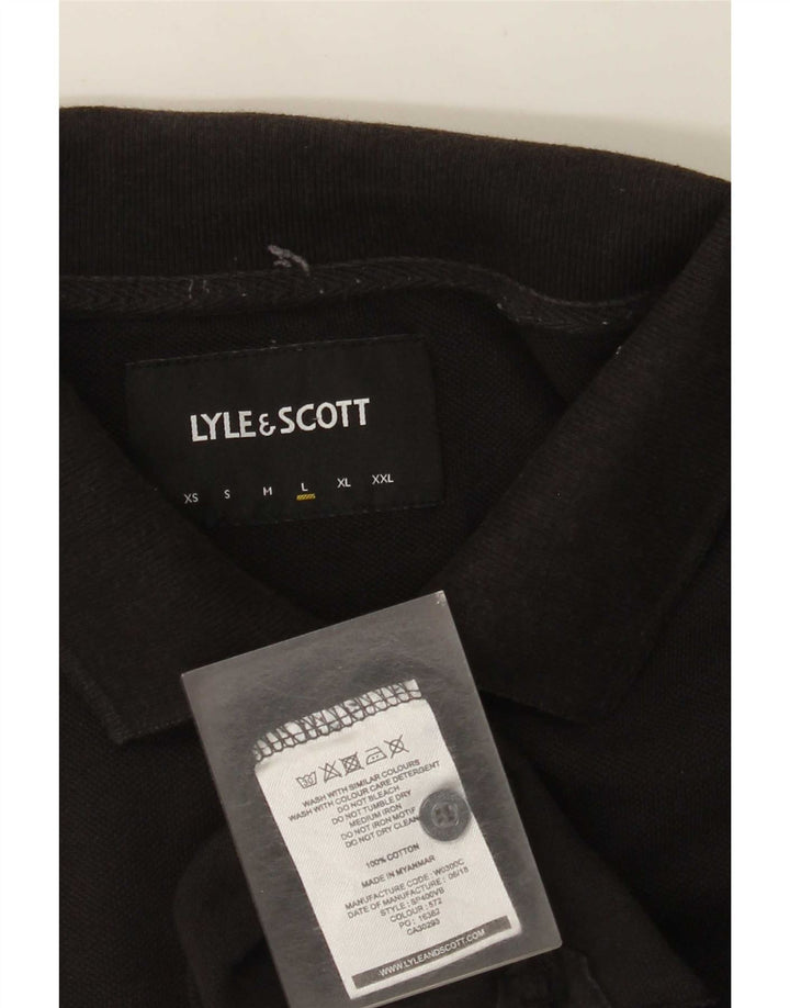 Tricou polo pentru bărbați Lyle & Scott, bumbac negru mare
