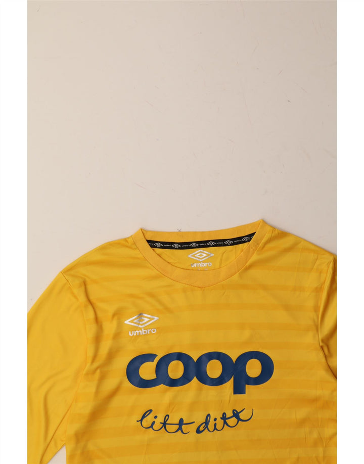 UMBRO Boys Graphic Top Long Sleeve 11-12 Years Yellow Striped Polyester Vintage Umbro and Second-Hand Umbro from Messina Hembry 