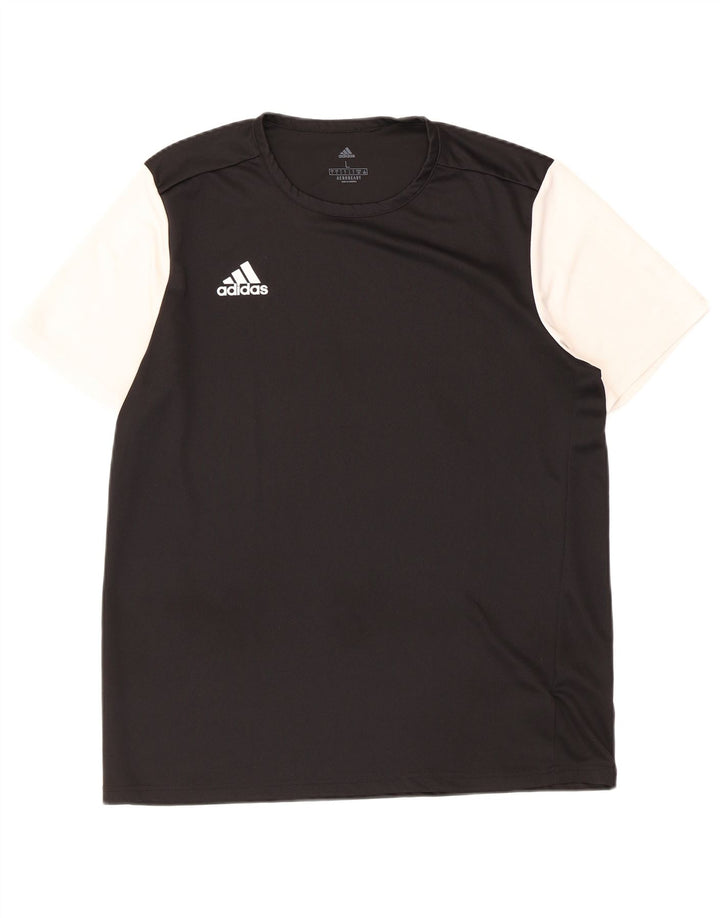 Tricou cu mânecă scurtă pentru bărbați Adidas Top mare, negru, poliester color bloc