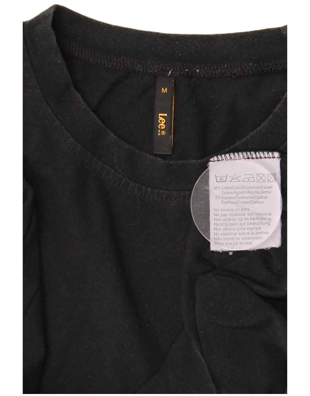 Top pentru bărbați LEE cu mânecă lungă, bumbac mediu negru