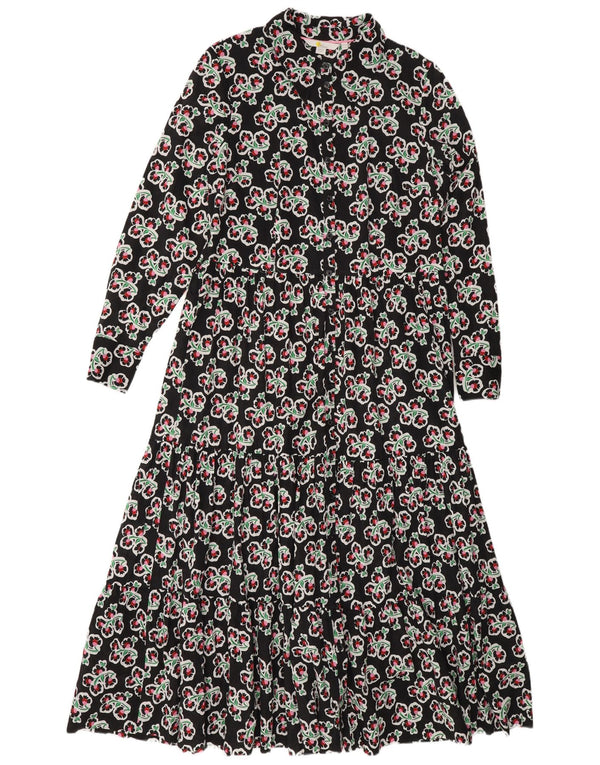 Rochie Boden pentru femei, cu mâneci lungi, cu etaje obișnuite, UK 14, mare, neagră, florală