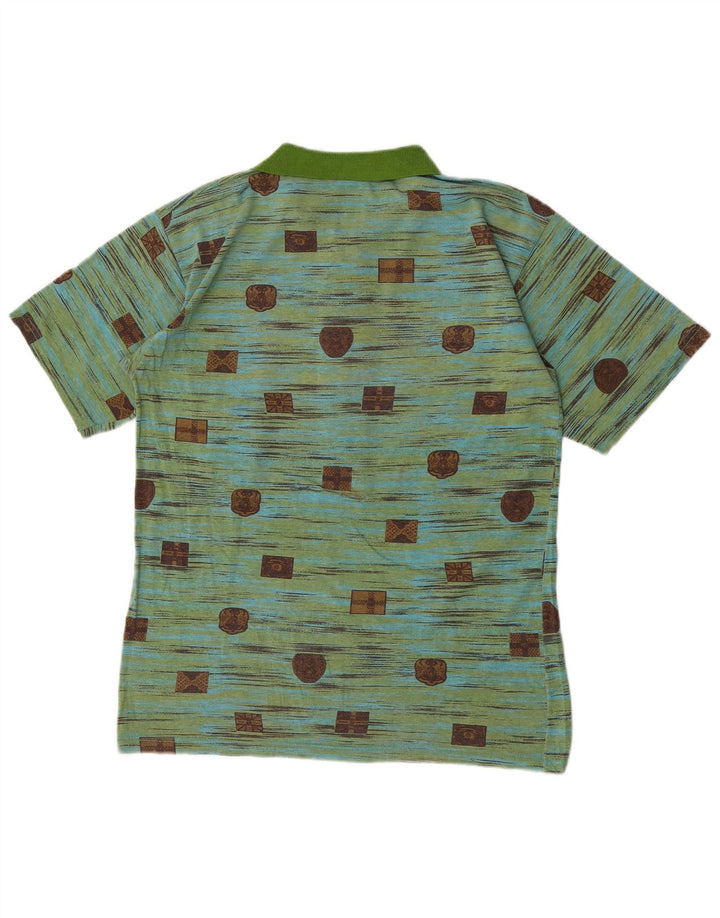 Tricou polo vintage pentru bărbați IT 48 bumbac geometric verde mediu
