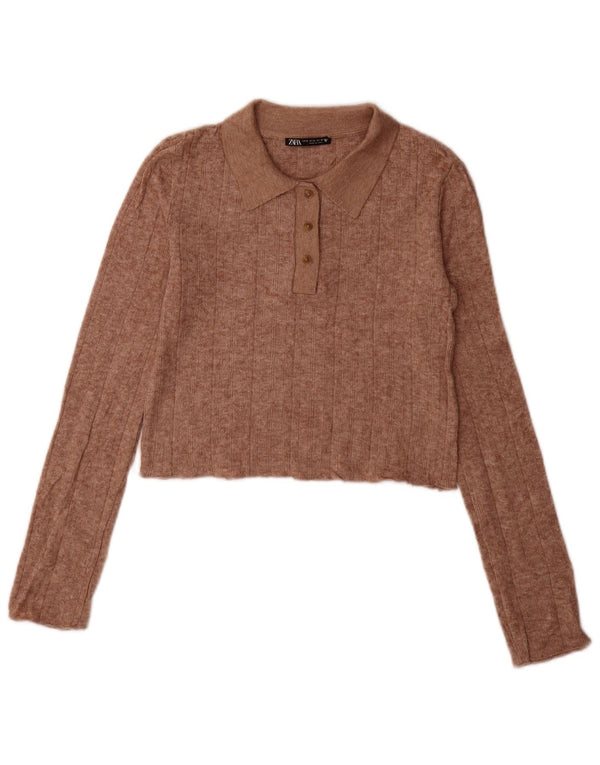 Pulover cu gât polo pentru femei Zara UK 10 Mic Maro