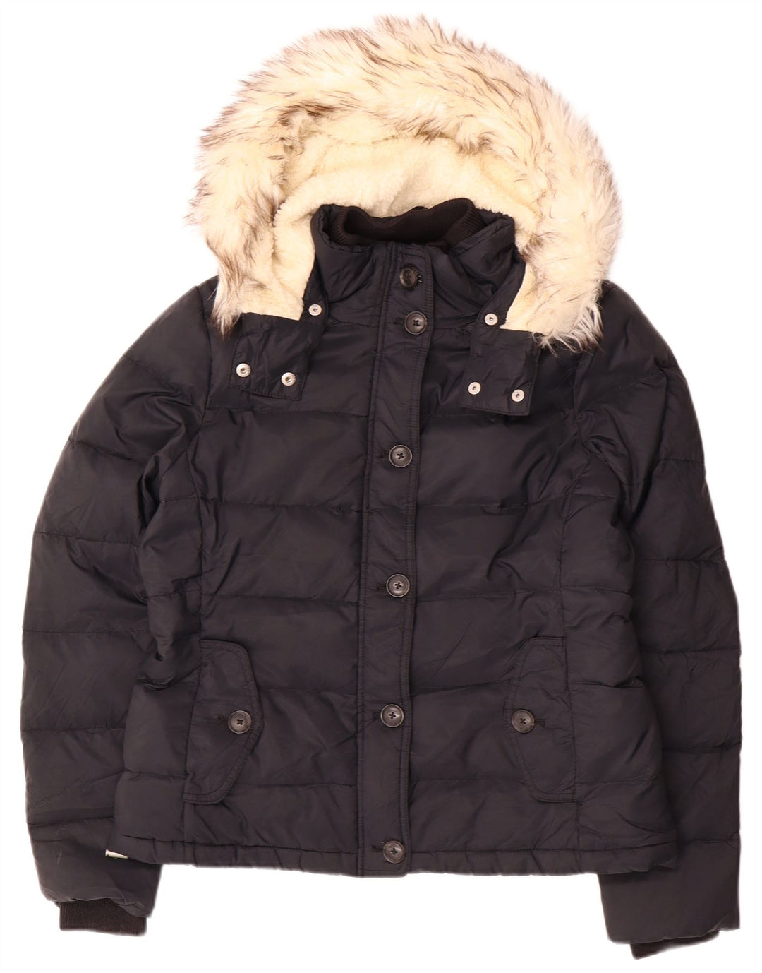 JACK WILLS Jachetă căptușită cu glugă pentru femei UK 14, mare, negru, nailon