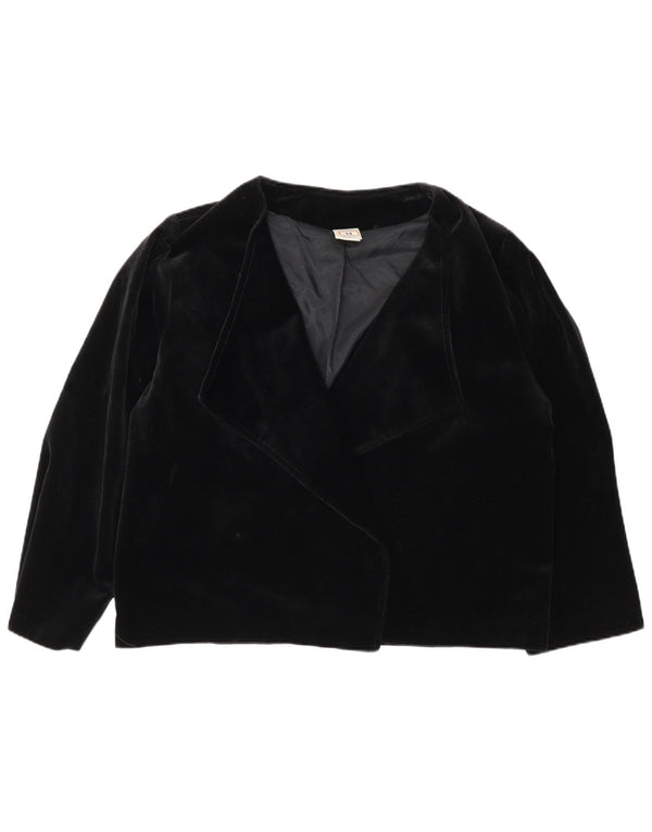 Jachetă vintage pentru femei din catifea supradimensionată, UK 14, bumbac mediu negru
