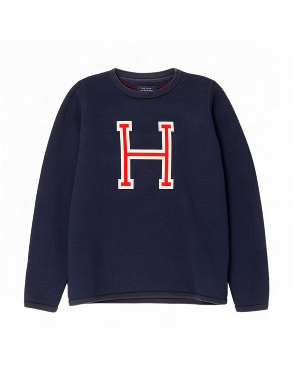 Pulover cu grafic pentru femei Tommy Hilfiger, UK 12 Medium Bleumarin