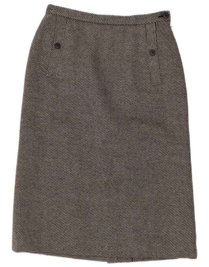 Fusta creion pentru femei Jaeger UK 14 Medium W28 Lână cu dungi gri