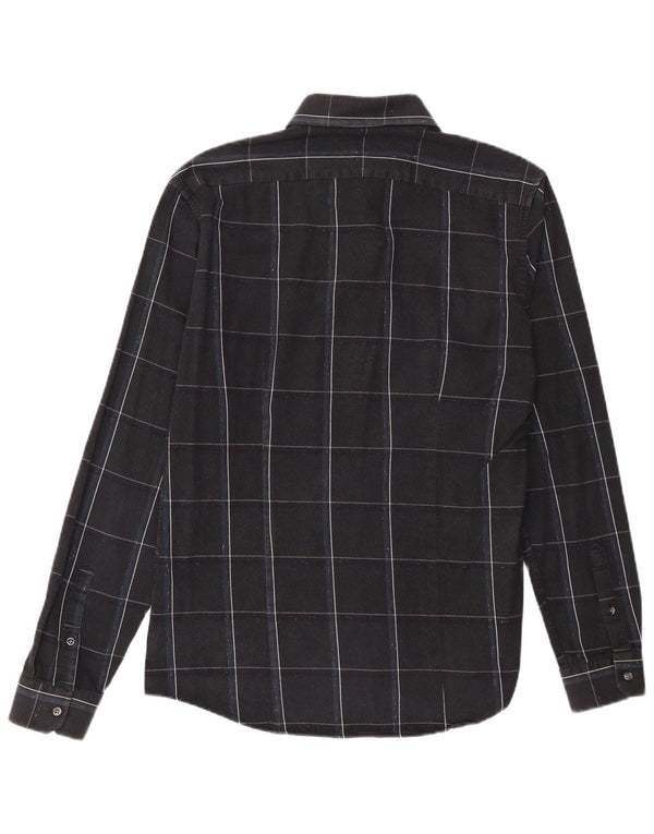 Cămașă de flanel pentru bărbați Reiss Slim Fit, mare, din bumbac cu carouri bleumarin