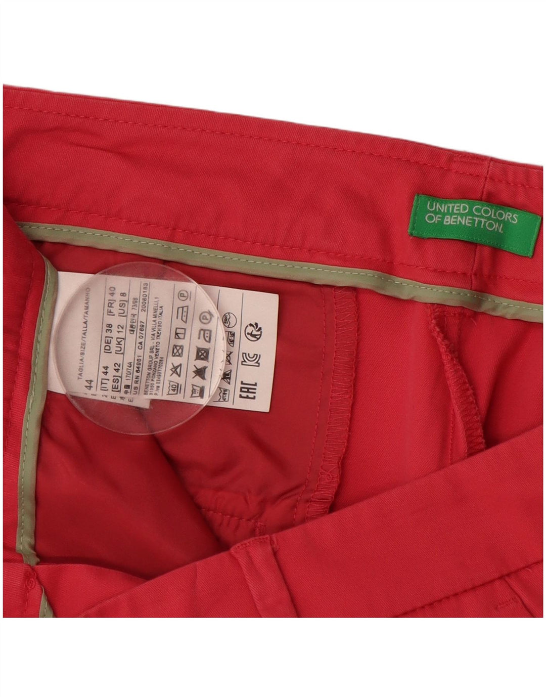 Pantaloni casual subțiri pentru femei BENETTON UK 12 Medium L30 L27 Bumbac roz