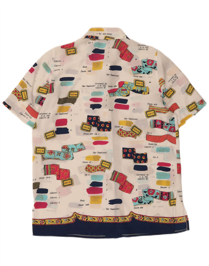 Cămașă vintage cu mânecă scurtă cu model abstract pentru femei IT 42 Medium White