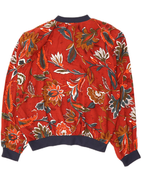 Bluză cămașă pentru femei VINTAGE UK 18 XL Viscoză florală roșie