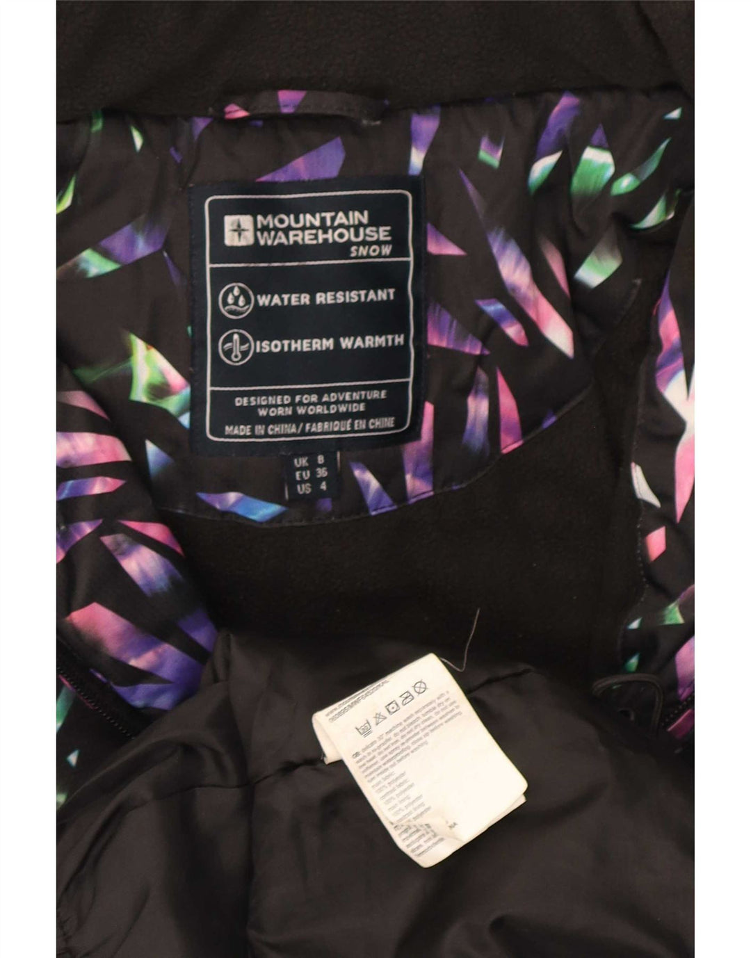 Jachetă de schi cu glugă pentru femei Mountain Warehouse UK 8 Small Black Geometric