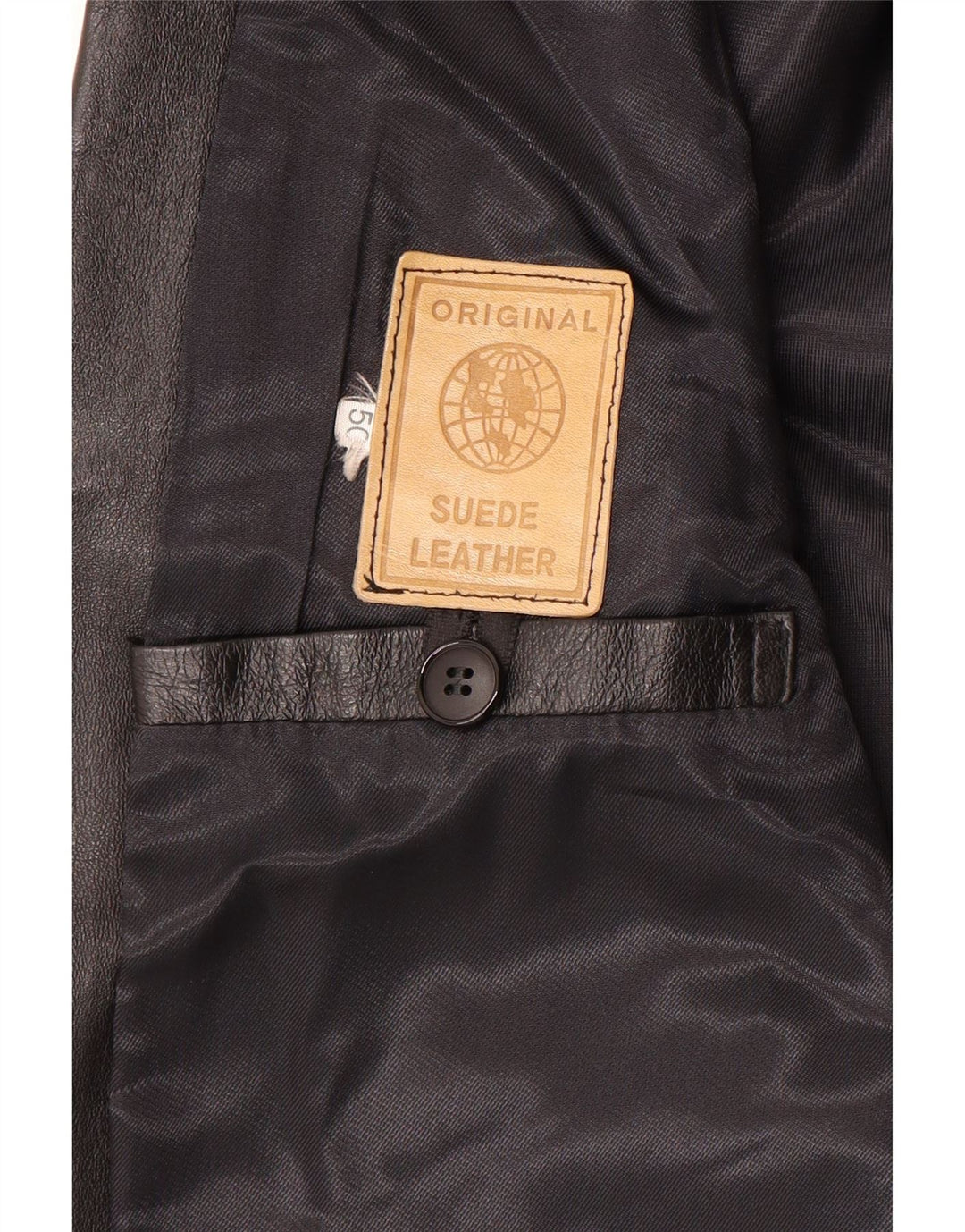 Jachetă vintage pentru bărbați din piele cu 2 nasturi IT 50 din piele neagră mare