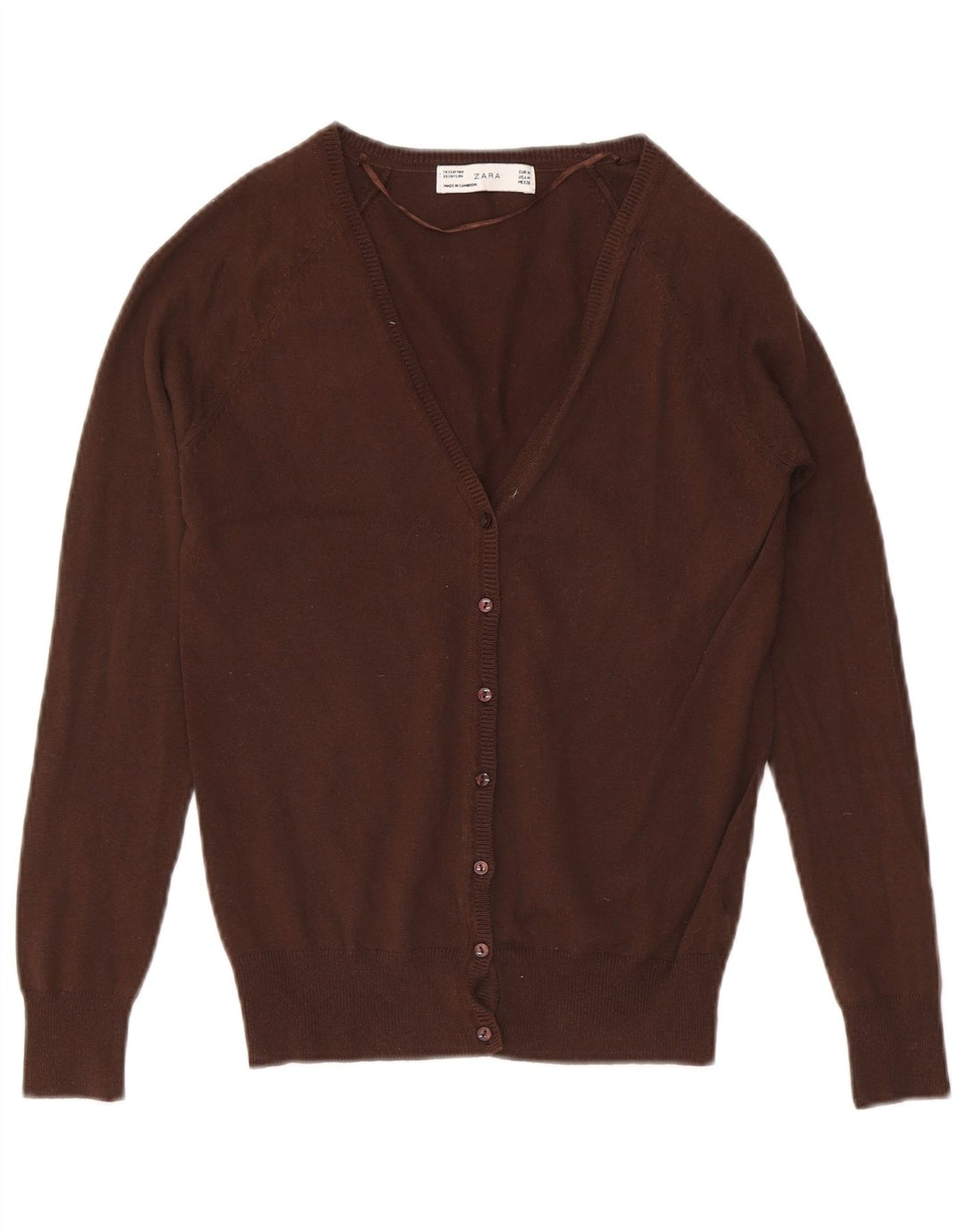 Pulover cardigan pentru femei Zara UK 12, bumbac maro mediu
