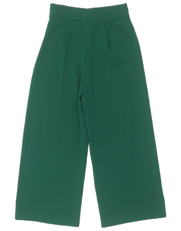 Zara Womens High Waist Wide Leg Casual Trousers Small W26 L26 Green