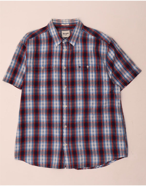 Cămașă cu mânecă scurtă pentru bărbați Wrangler, XL, albastru, cu carouri