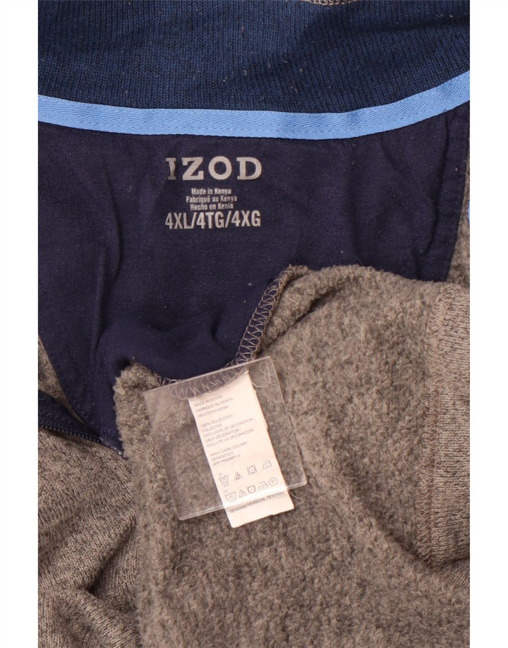 Pulover IZOD pentru bărbați, cu fermoar, cu glugă, poliester gri 4XL