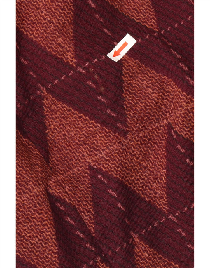 Rochie de bază vintage pentru femei cu mâneci 3/4 UK 12 Burgundy chevron mediu