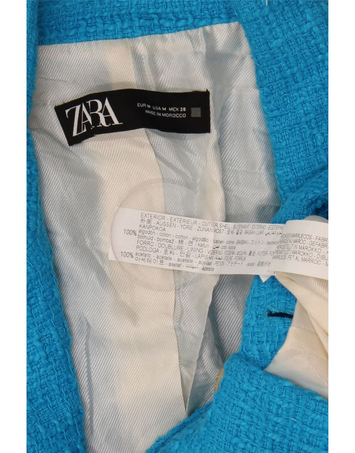 Jachetă Blazer pentru femei Zara UK 12, albastru mediu, bumbac