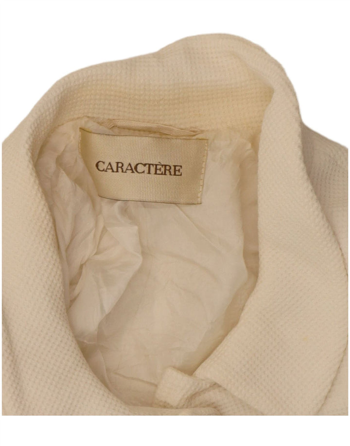 Caractere Jachetă Blazer Crop 4 Buttons pentru Damă UK 12 Medium White
