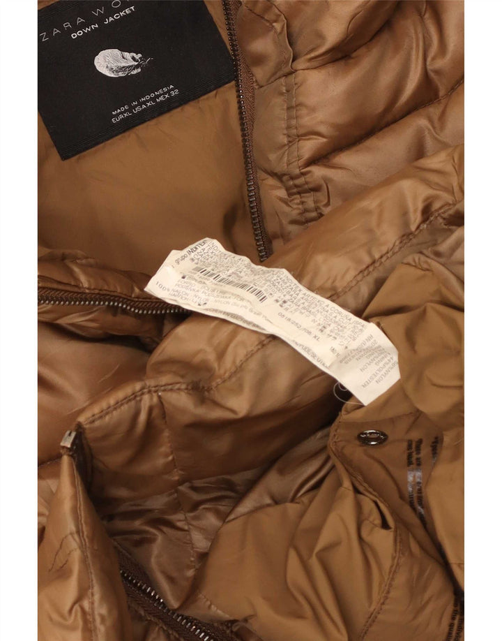 Jachetă căptușită pentru femei Zara UK 18 XL, maro, nailon