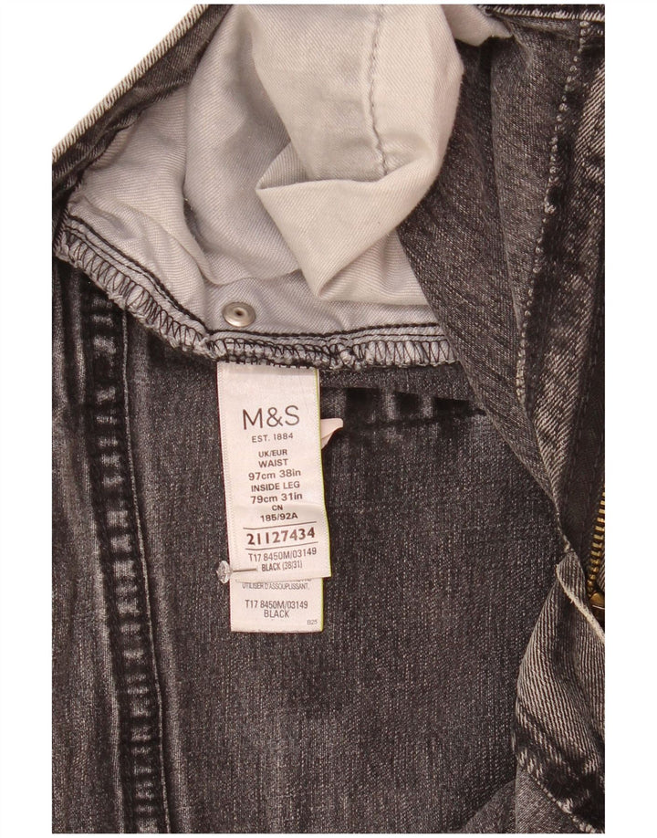 Blugi drepti pentru bărbați Marks & Spencer W38 L31 bumbac negru
