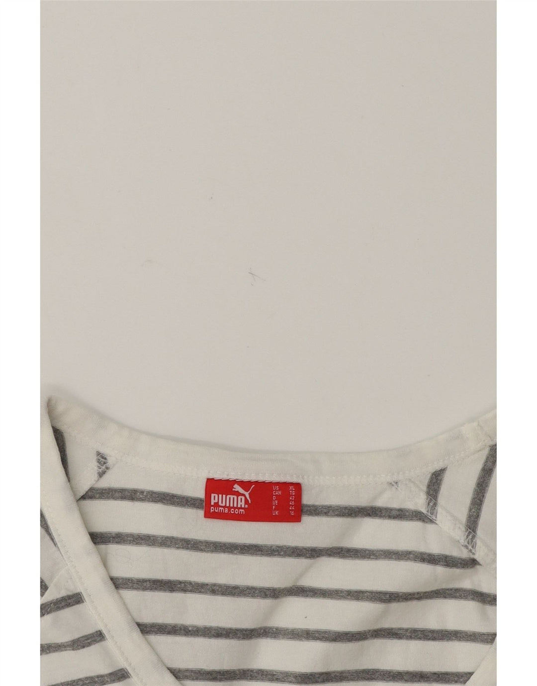 PUMA Womens T-Shirt Top UK 16 Large White Striped Vintage Puma and Second-Hand Puma from Messina Hembry 
