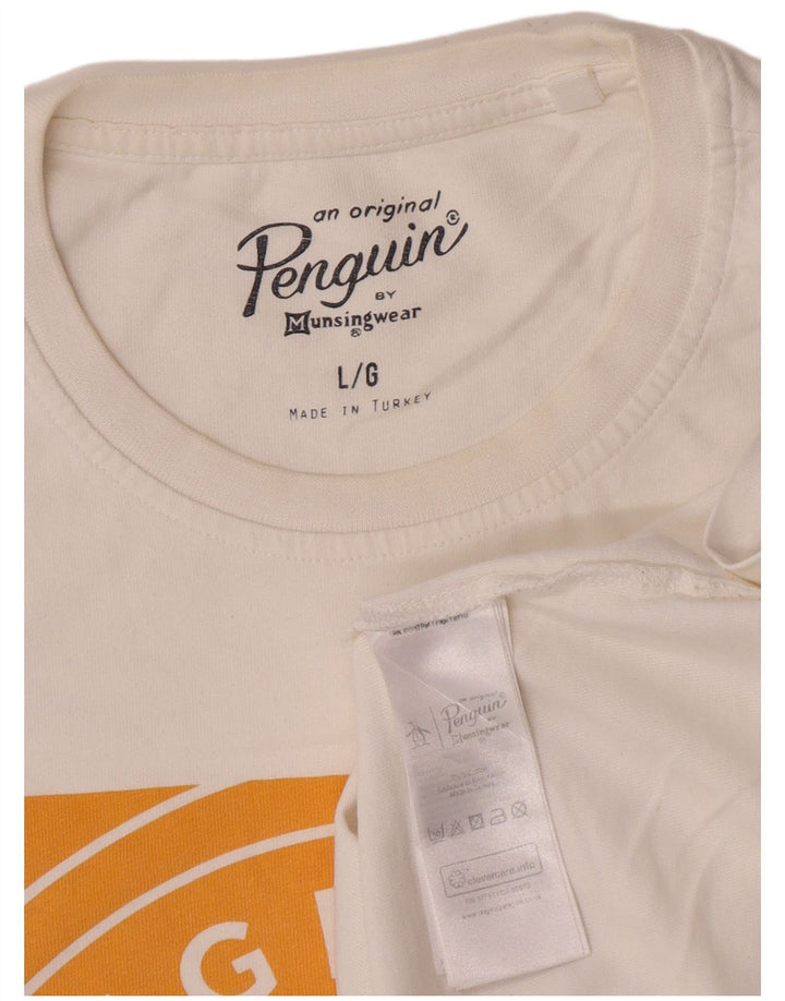 Tricou grafic pentru bărbați Penguin Top mare, alb, bumbac