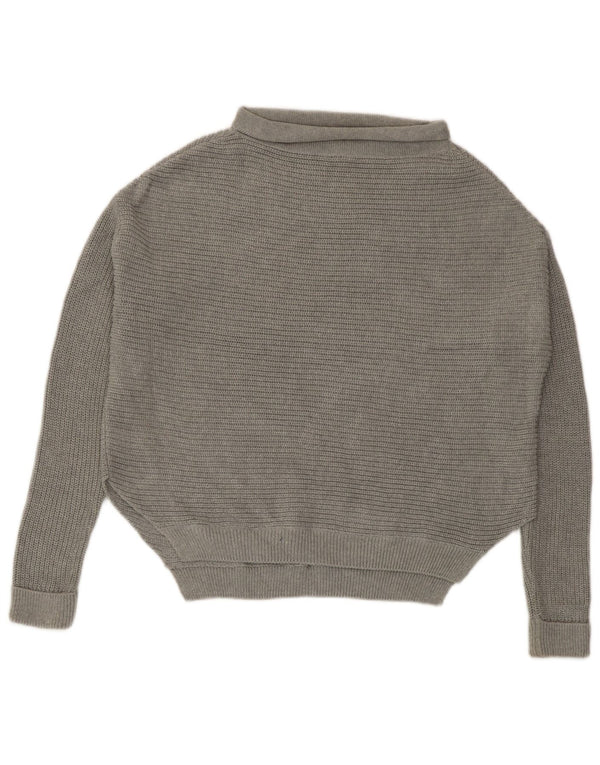 Topshop Pulover supradimensionat pentru femei cu gât rulat, UK 10, bumbac gri mic