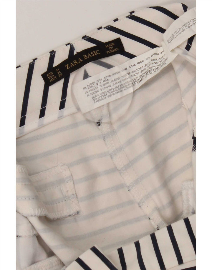 Pantaloni caldi pentru femei Zara Medium W30 Bumbac cu dungi albe