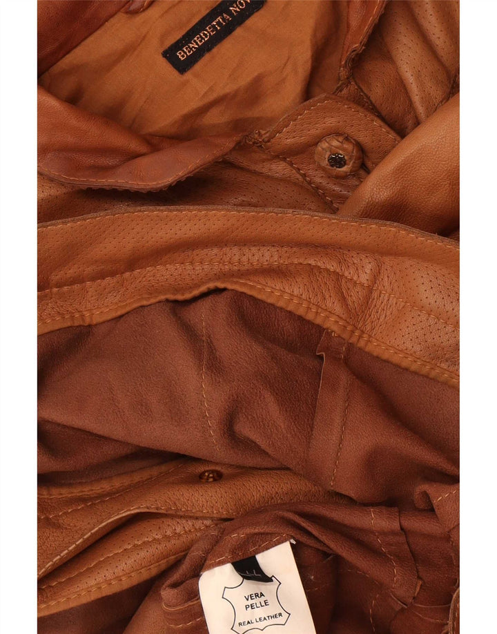 Geaca de piele vintage pentru femei IT 44 piele maro medie
