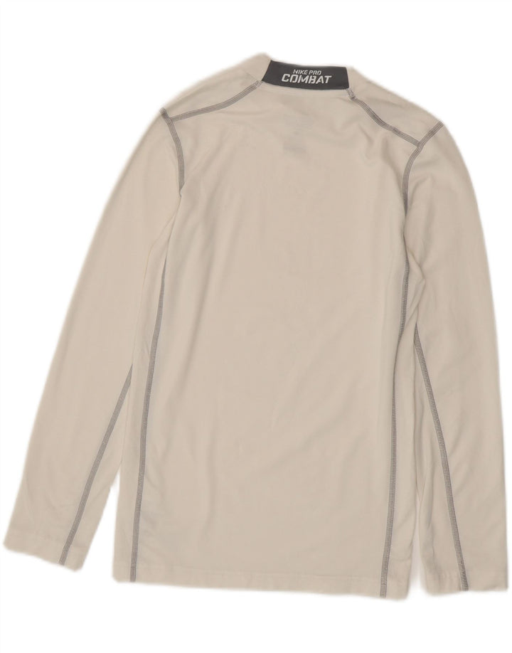 Top cu mânecă lungă NIKE Dri Fit pentru femei UK 18 XL, alb, poliester color bloc