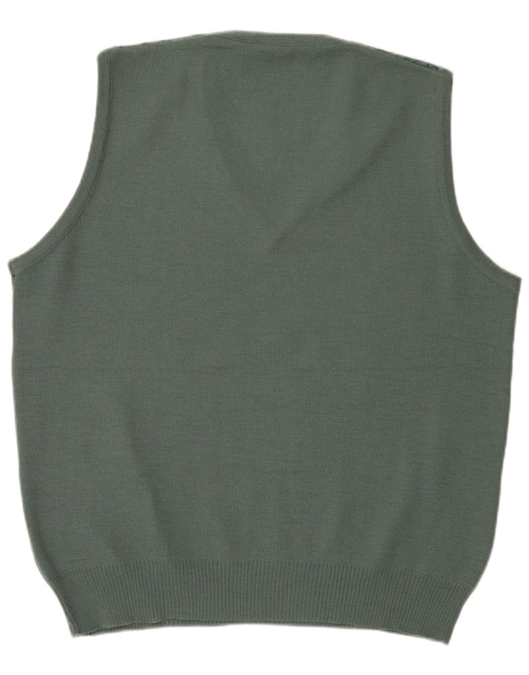 Vintage Mens Vest Tank Top IT 52 Large Green Geometric Wool
