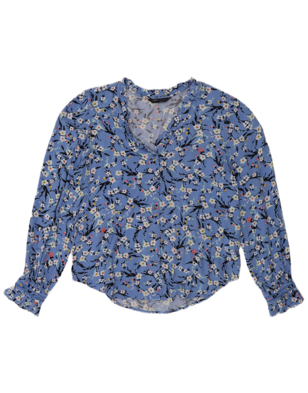 Bluză cămașă supradimensionată pentru femei Marks & Spencer UK 8 Mic Albastru Floral