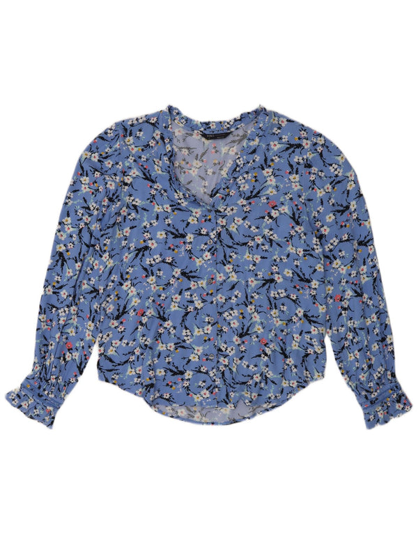 Bluză cămașă supradimensionată pentru femei Marks & Spencer UK 8 Mic Albastru Floral