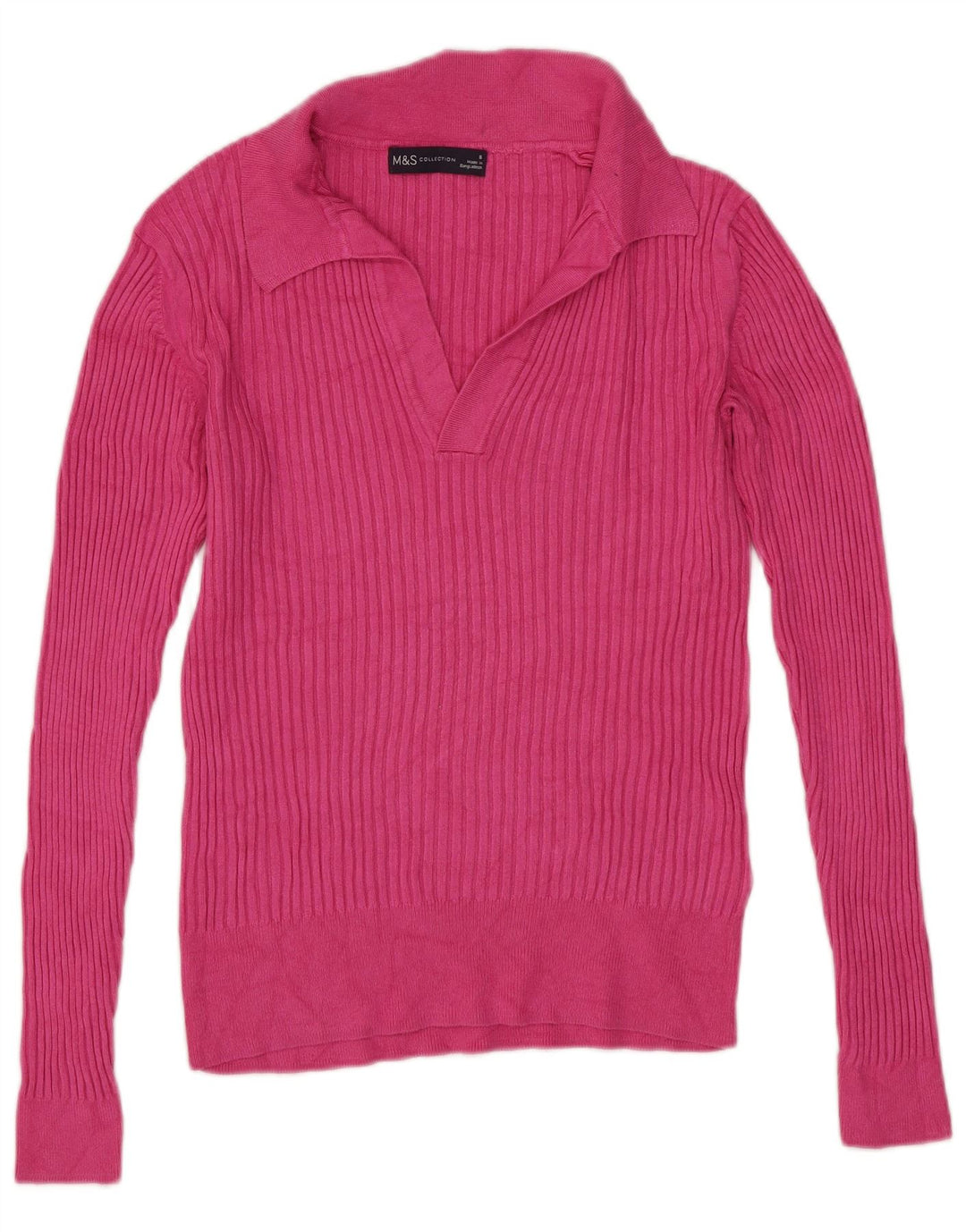 Marks & Spencer Pulover cu gât polo pentru femei UK 8 Small Pink Viscose