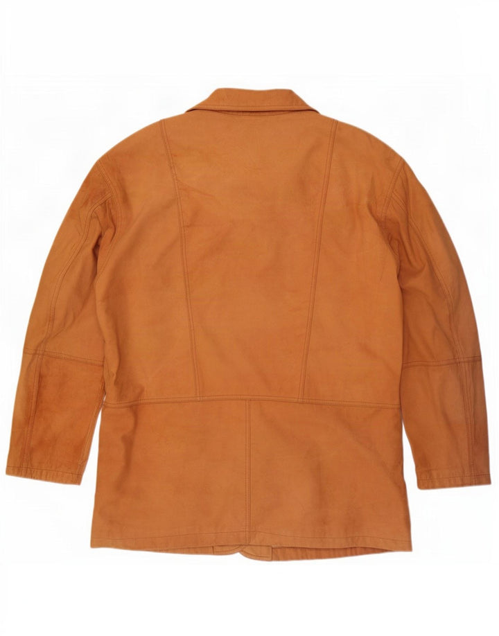 Blazer Vintage pentru bărbați din piele cu 3 nasturi EU 58 4XL maro